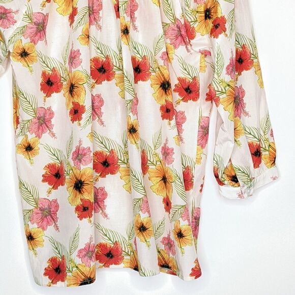 Tucker The Combo Classic Blouse Hawaiian Baazar Floral Silk Top - Picture 6 of 7